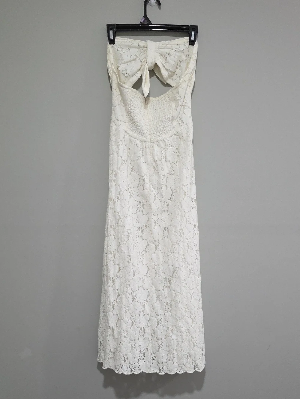 FARM Rio White Lace Strapless Tie-Front Cut Out Maxi Dress White Sz Med - Picture 4 of 5
